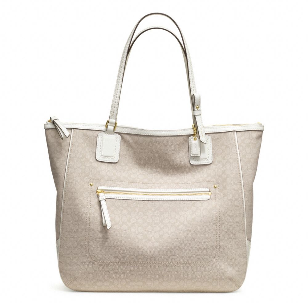 COACH POPPY SIGNATURE C MINI OXFORD TOTE - BRASS/IVORY MOHAIR - F25078