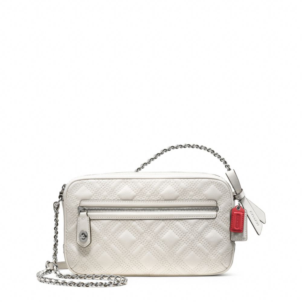 COACH POPPY LEATHER FLIGHT BAG CROSSBODY - SILVER/PARCHMENT - F25079