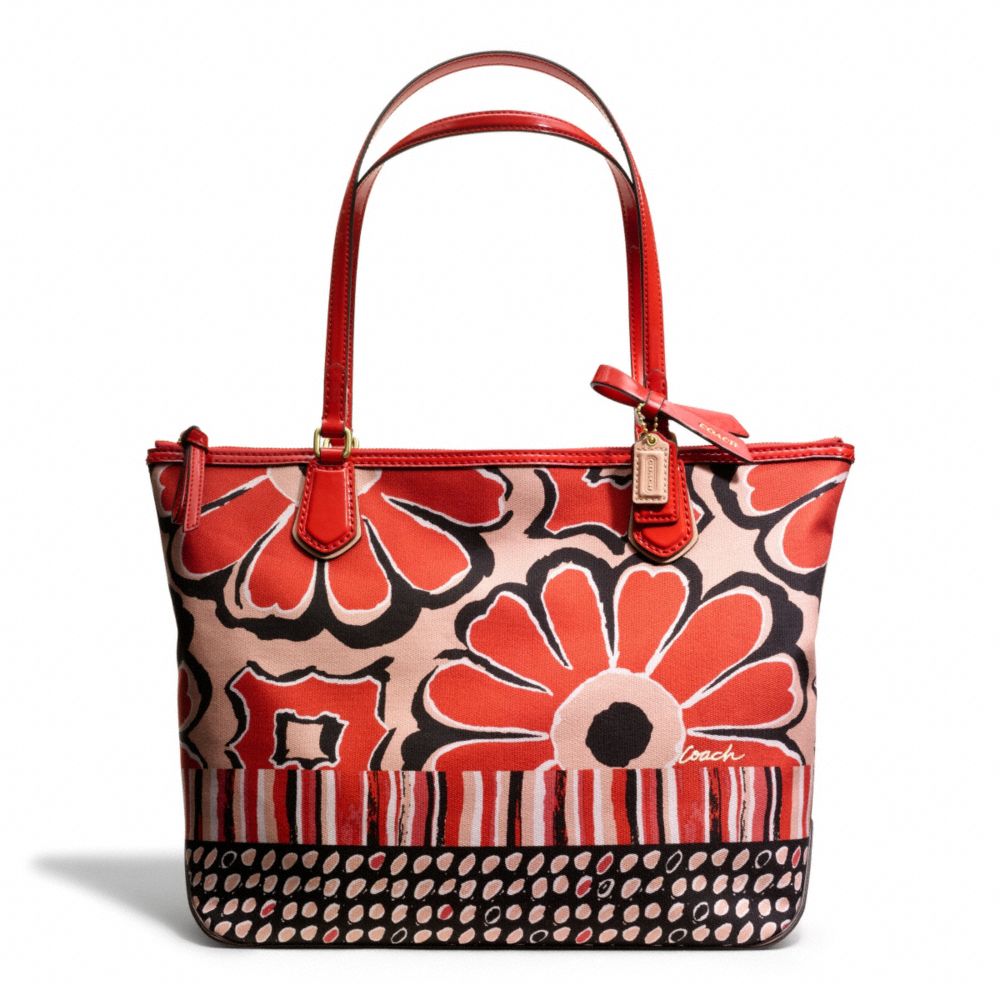 POPPY FLORAL SCARF PRINT SMALL TOTE - COACH f25123 - 17753