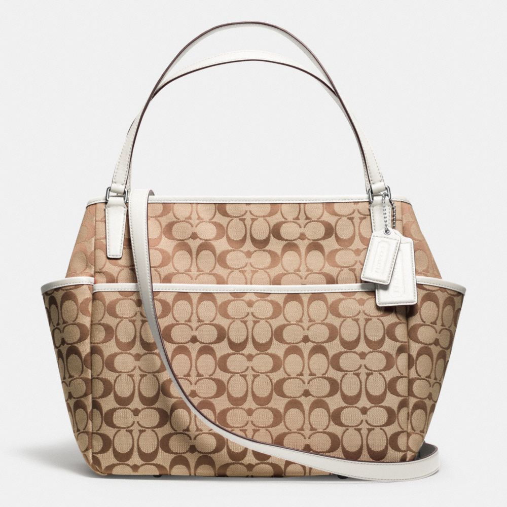 COACH SIGNATURE C BABY BAG TOTE - SILVER/KHAKI/PARCHMENT - F25142