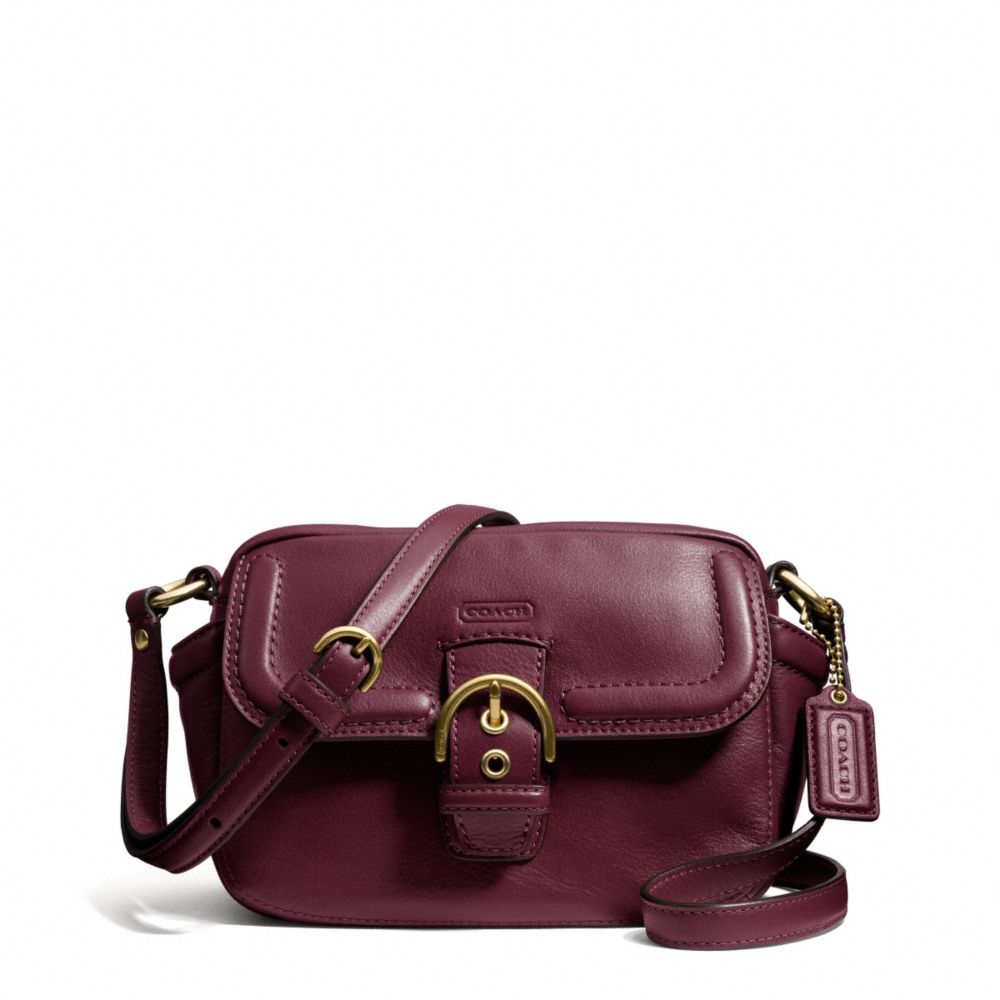 CAMPBELL LEATHER CAMERA BAG - COACH f25150 - BRASS/BORDEAUX