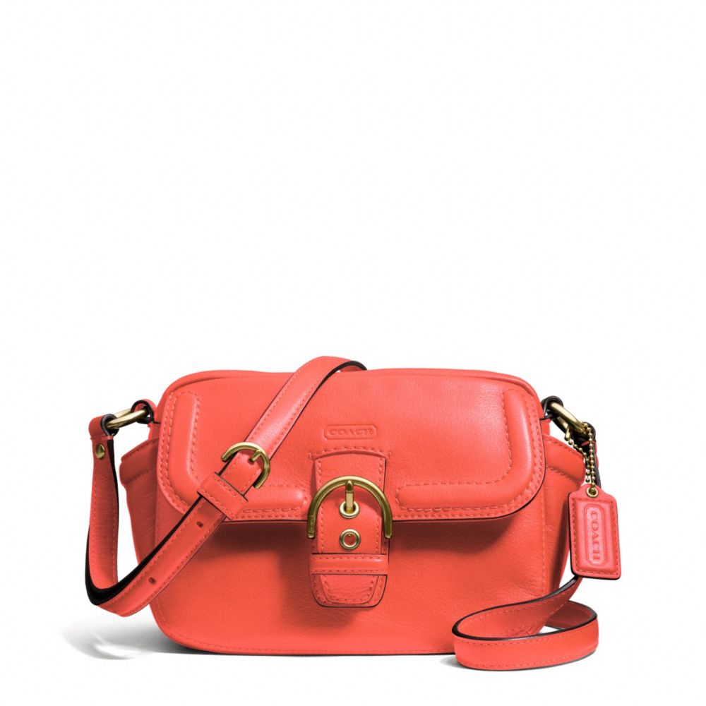 COACH CAMPBELL LEATHER CAMERA BAG - BRASS/HOT ORANGE - F25150