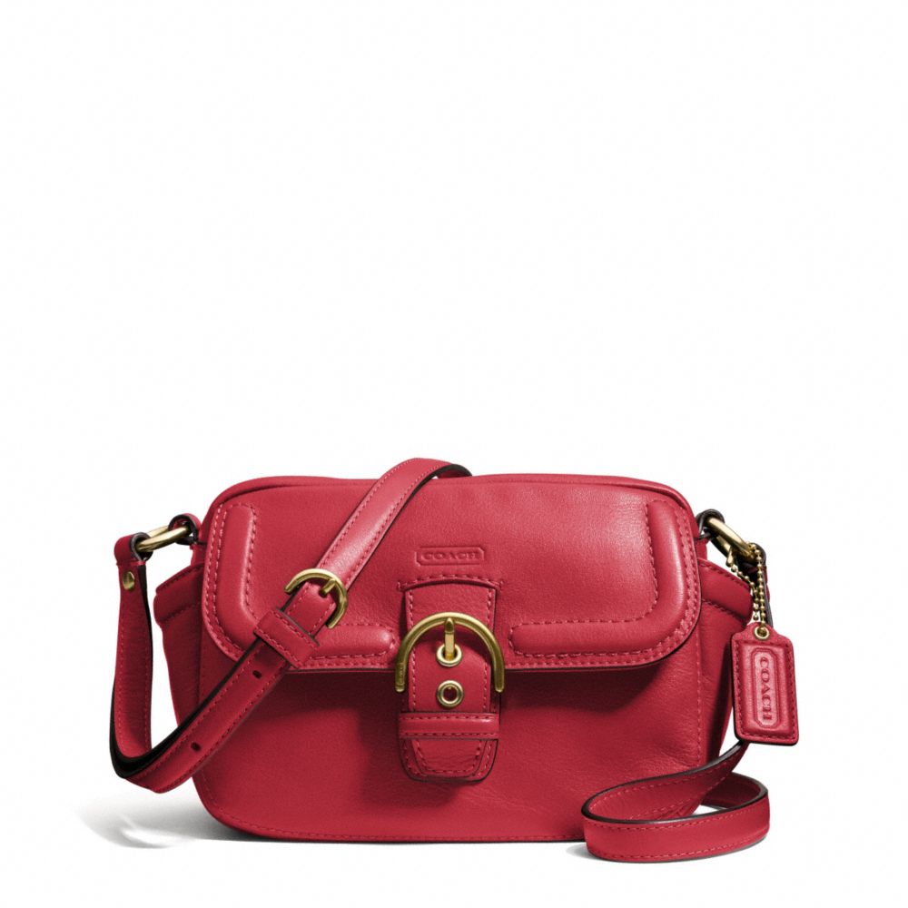 CAMPBELL LEATHER CAMERA BAG - COACH f25150 - BRASS/CORAL RED