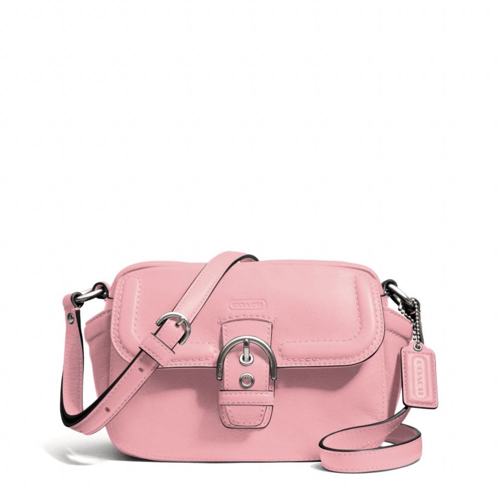 CAMPBELL LEATHER CAMERA BAG - COACH f25150 - SILVER/PINK TULLE