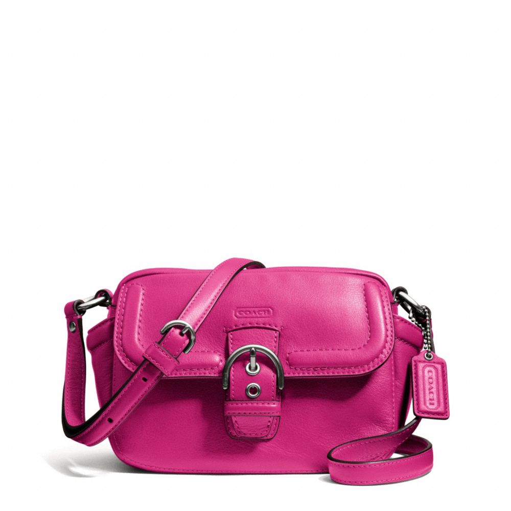 COACH CAMPBELL LEATHER CAMERA BAG - SILVER/FUCHSIA - F25150