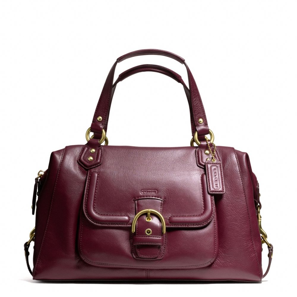 CAMPBELL LEATHER LARGE SATCHEL - COACH f25151 - BRASS/BORDEAUX