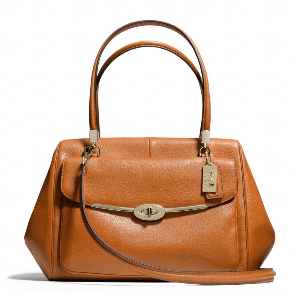 COACH MADISON MADELINE LEATHER EAST/WEST SATCHEL - Light Gold/ORANGE SPICE - F25166