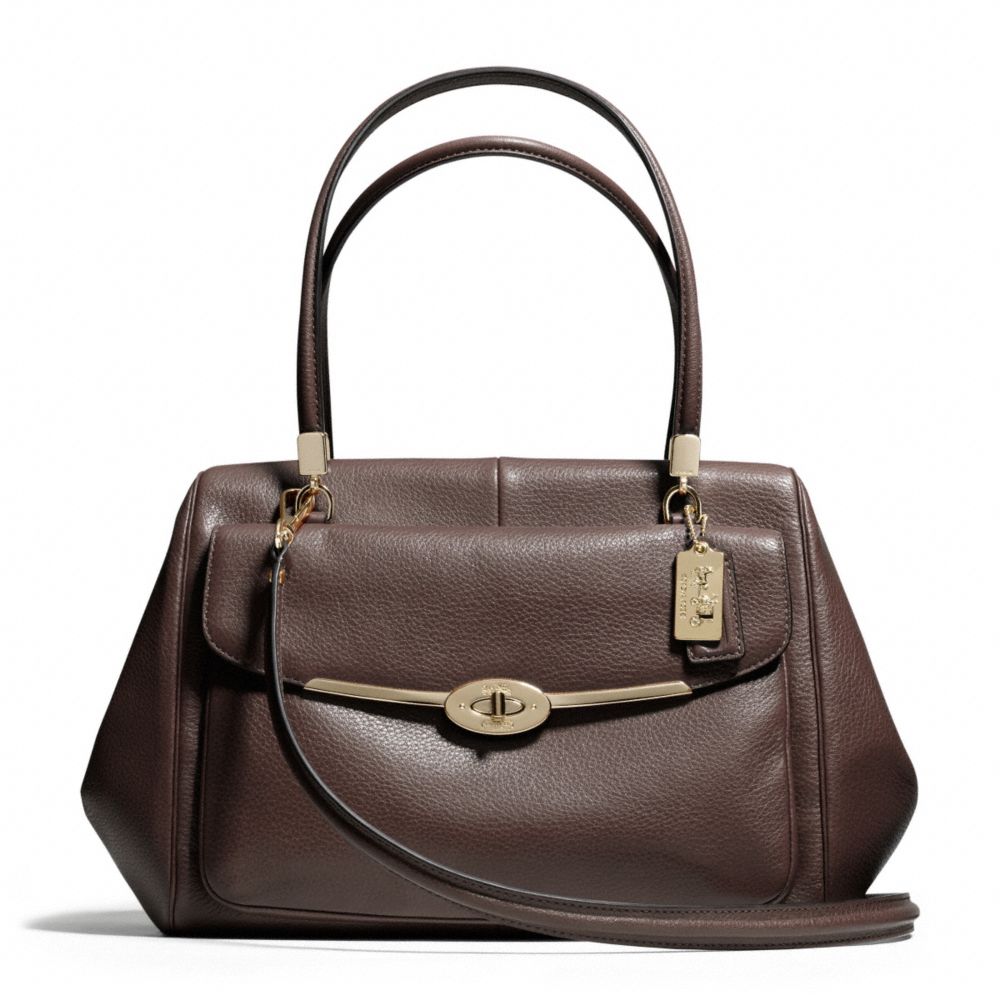 MADISON MADELINE EAST/WEST SATCHEL IN LEATHER - COACH f25166 - LIGHT GOLD/MIDNIGHT OAK