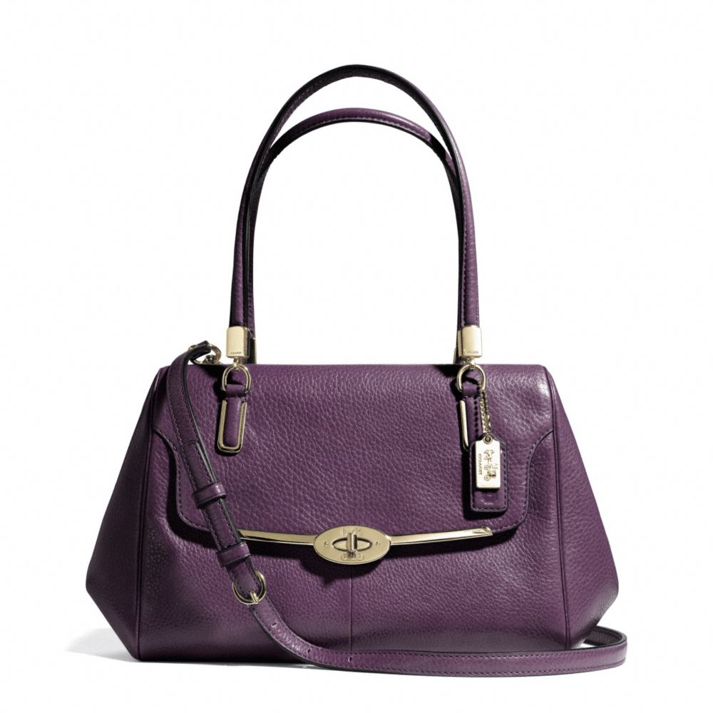 MADISON SMALL LEATHER MADELINE EAST/WEST SATCHEL - COACH f25169 - LIGHT GOLD/BLACK VIOLET