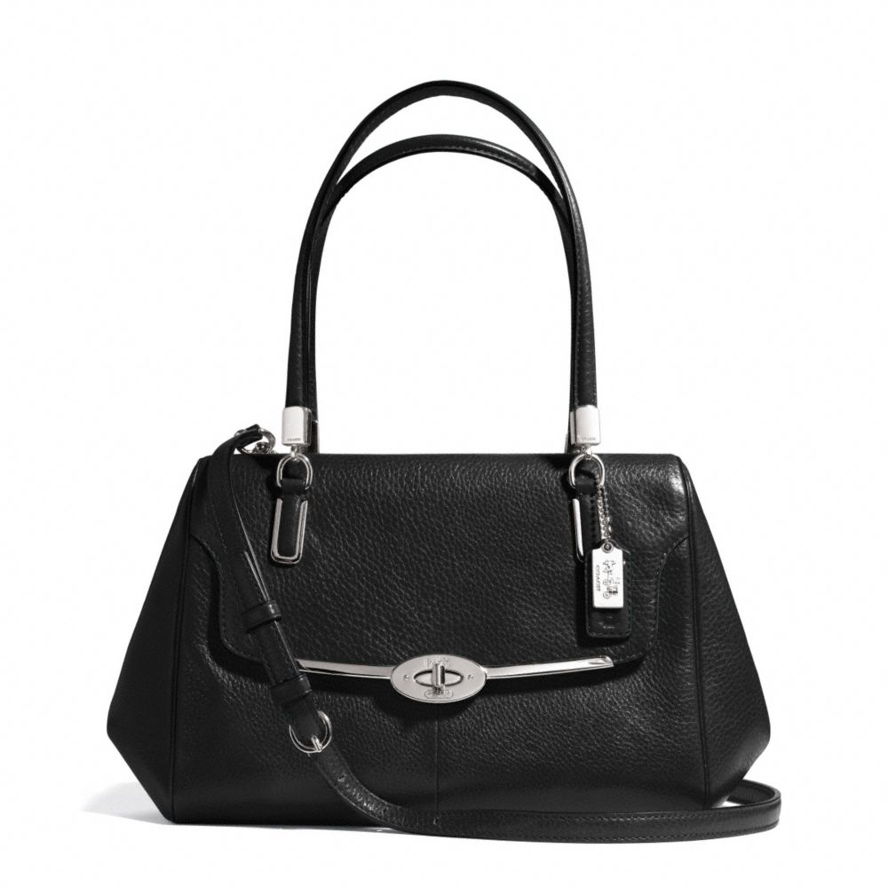 COACH MADISON SMALL LEATHER MADELINE EAST/WEST SATCHEL - SILVER/BLACK - F25169