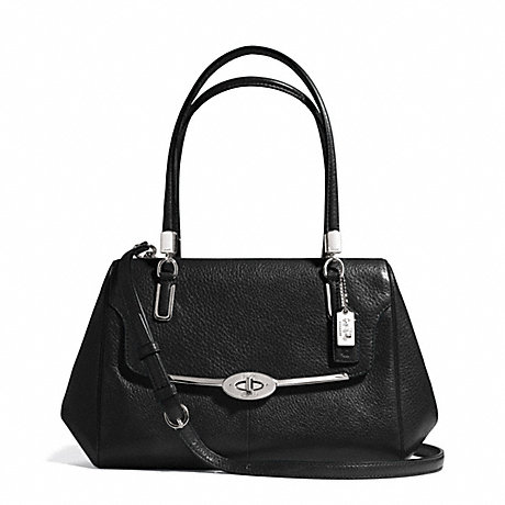COACH MADISON SMALL LEATHER MADELINE EAST/WEST SATCHEL - SILVER/BLACK - f25169