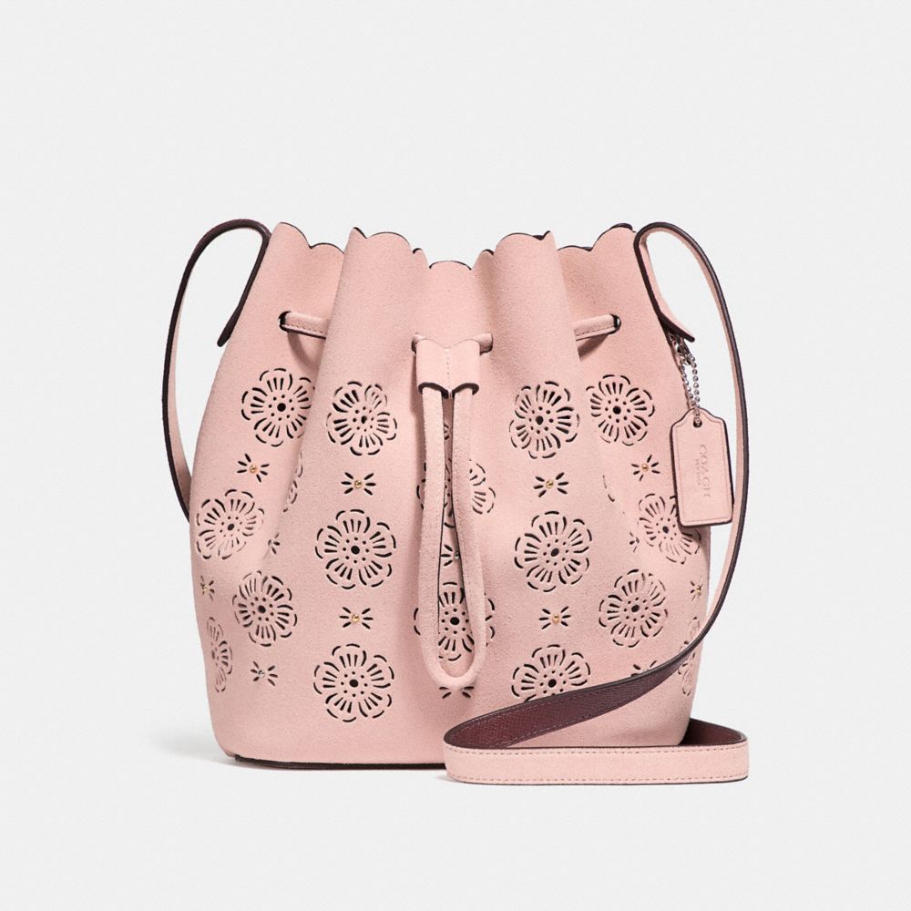COACH BUCKET BAG 18 WITH CUT OUT TEA ROSE - PEONY/SILVER - F25193