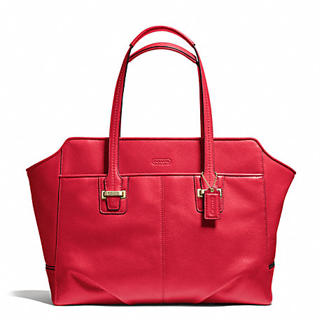 COACH TAYLOR LEATHER ALEXIS CARRYALL - BRASS/CORAL RED - f25205