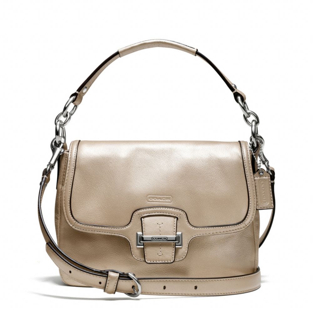 COACH TAYLOR LEATHER FLAP CROSSBODY - SILVER/CHAMPAGNE - F25206