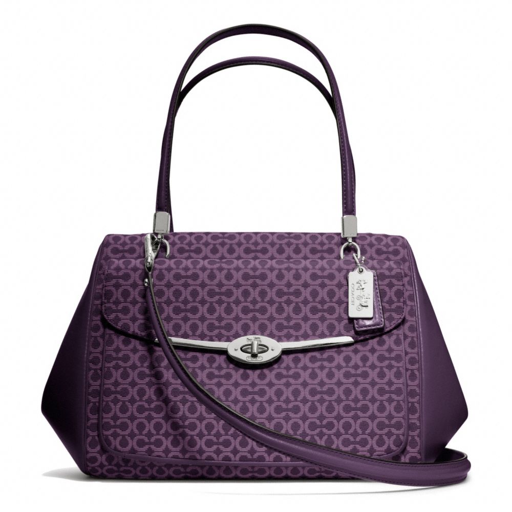 MADISON OP ART NEEDLEPOINT MADELINE EAST/WEST SATCHEL - COACH f25212 - SILVER/BLACK VIOLET