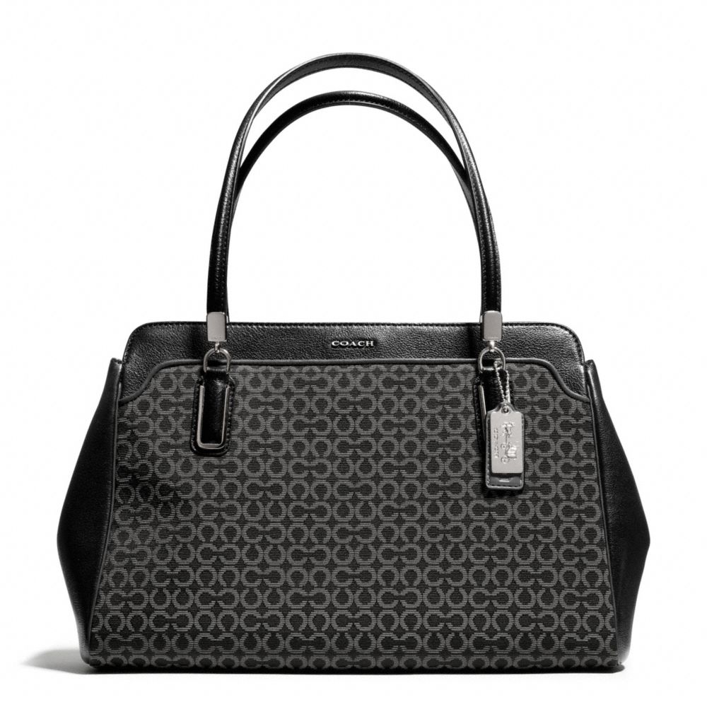 COACH MADISON OP ART NEEDLEPOINT KIMBERLY CARRYALL - SILVER/BLACK - F25213