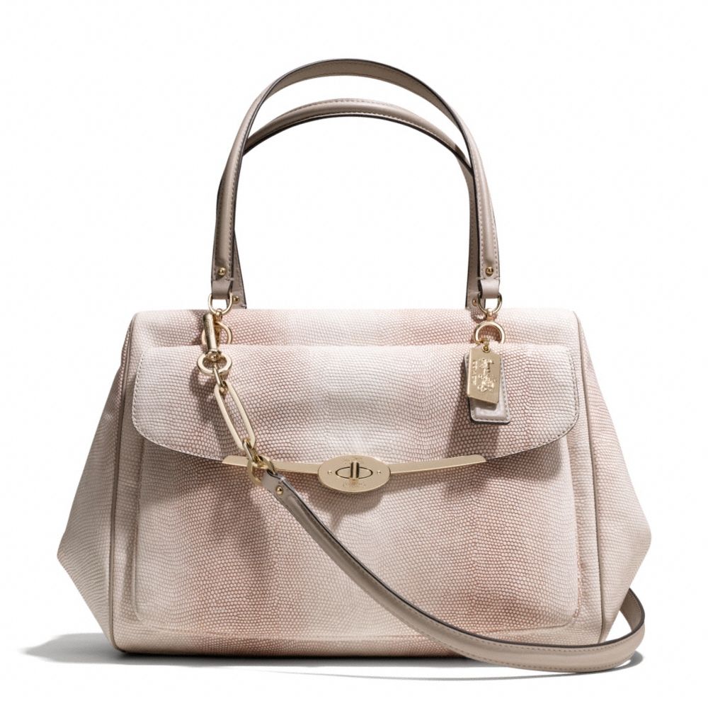 MADISON EMBOSSED LIZARD LARGE MADELINE EAST/WEST SATCHEL - COACH f25236 - LIGHT GOLD/BEIGE