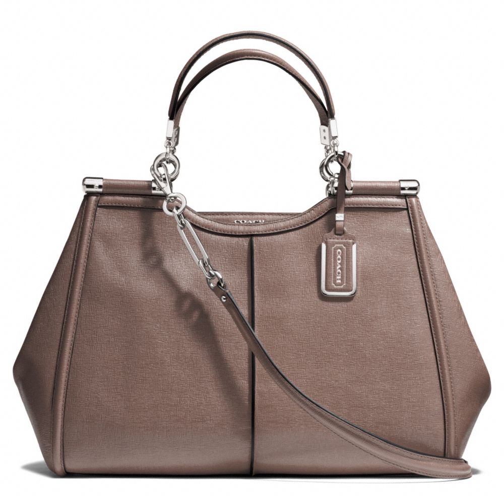 COACH MADISON TEXTURED LEATHER  CAROLINE SATCHEL - SILVER/ASH - F25245