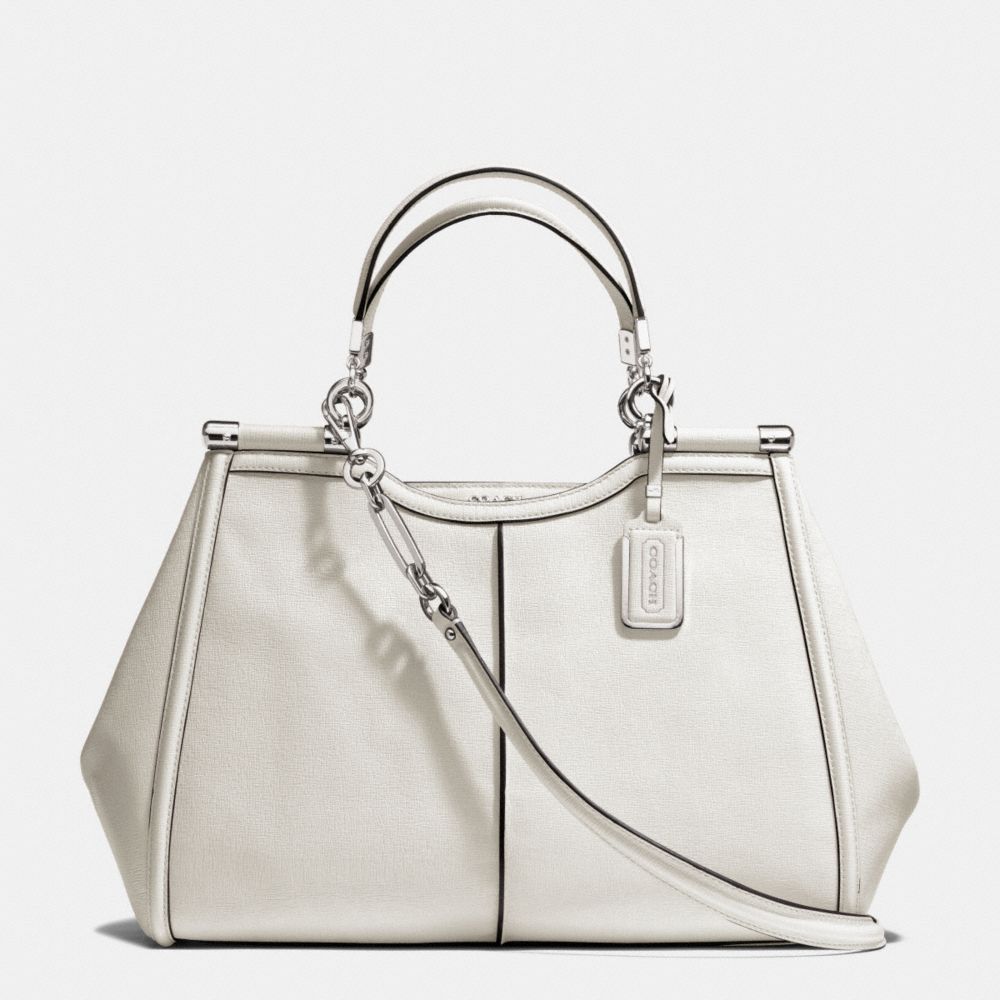 COACH MADISON TEXTURED LEATHER  CAROLINE SATCHEL - SILVER/PARCHMENT - F25245