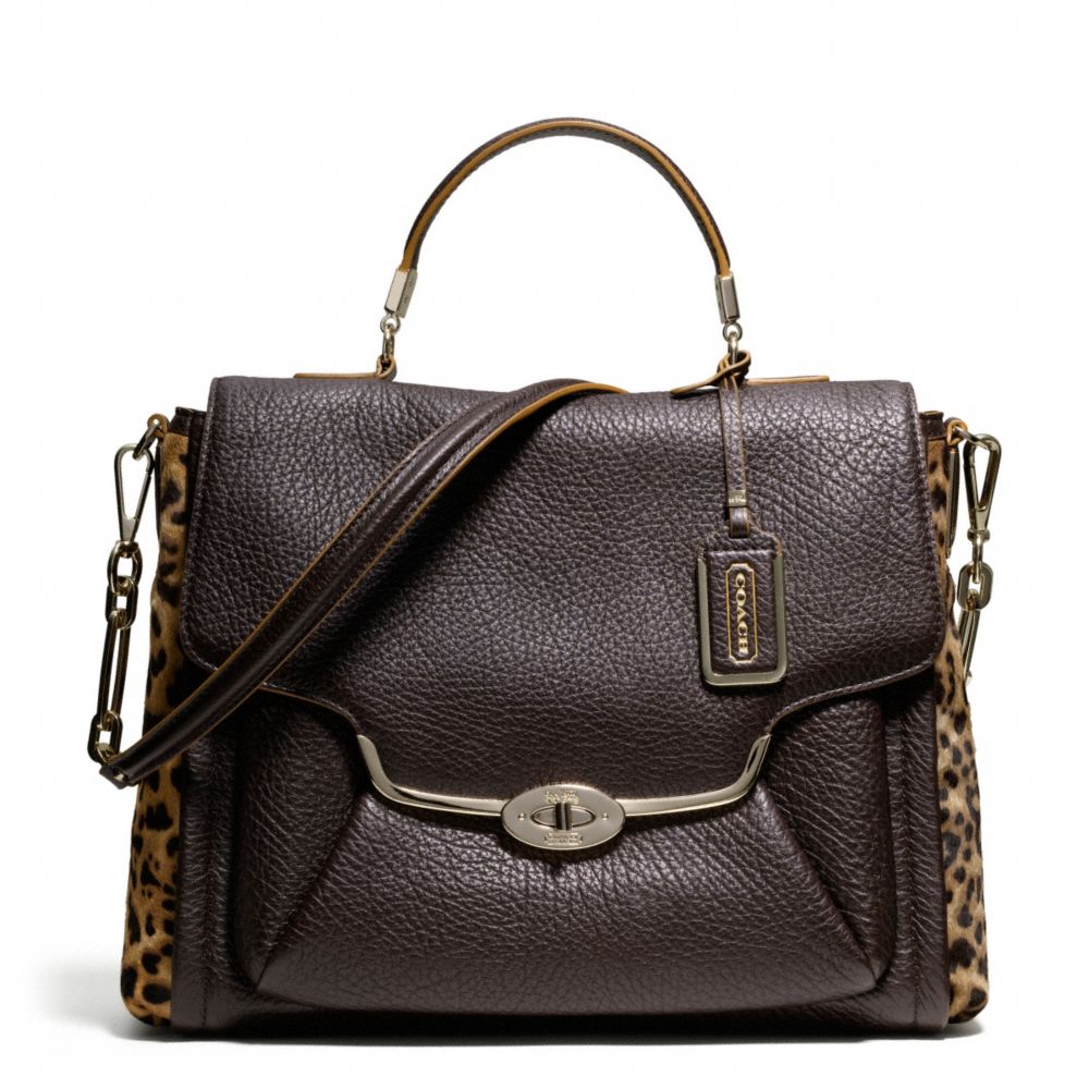 MADISON MIXED HAIRCALF SADIE FLAP SATCHEL - COACH f25256 - 31813