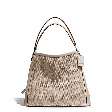 COACH MADISON GATHERED TWIST LEATHER PHOEBE SHOULDER BAG - SILVER/PUTTY - f25260