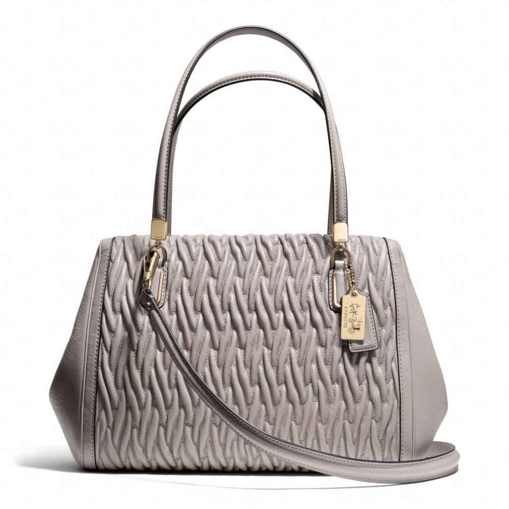 MADISON MADELINE EAST/WEST SATCHEL IN GATHERED TWIST LEATHER - COACH f25265 -  LIGHT GOLD/GREY BIRCH
