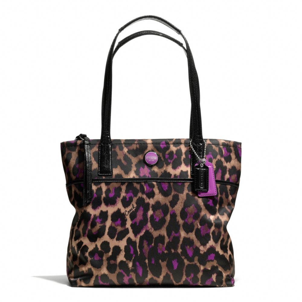 SIGNATURE STRIPE OCELOT PRINT TOTE - COACH f25282 - SILVER/VIOLET MULTI