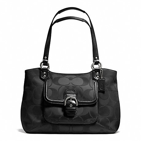 COACH CAMPBELL SIGNATURE BELLE CARRYALL - SILVER/BLACK - f25294