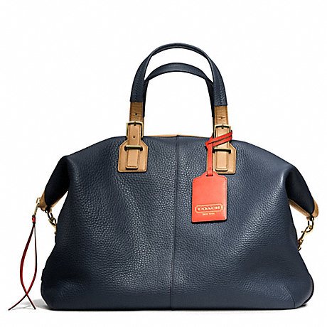 COACH SOFT TRAVEL SATCHEL IN PEBBLED LEATHER - BRASS/MIDNIGHT - f25308