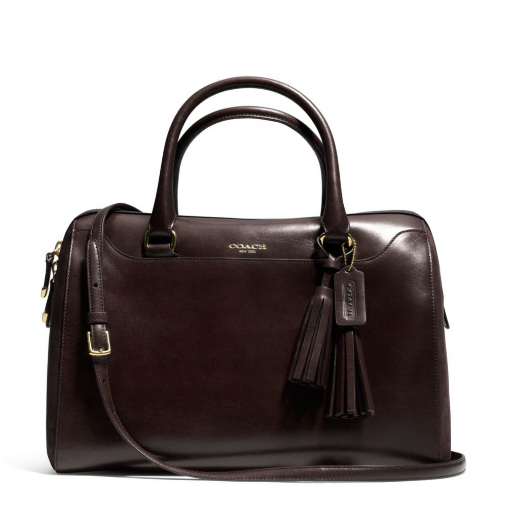 PINNACLE LARGE HALEY SATCHEL IN POLISHED LEATHER - COACH f25319 - CHOCOLATE