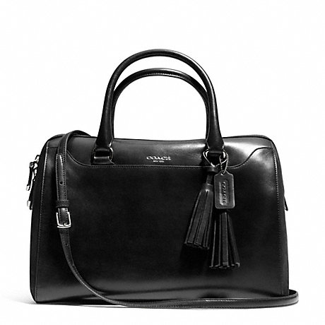 COACH PINNACLE LARGE HALEY SATCHEL IN POLISHED LEATHER - SILVER/ONYX - f25319