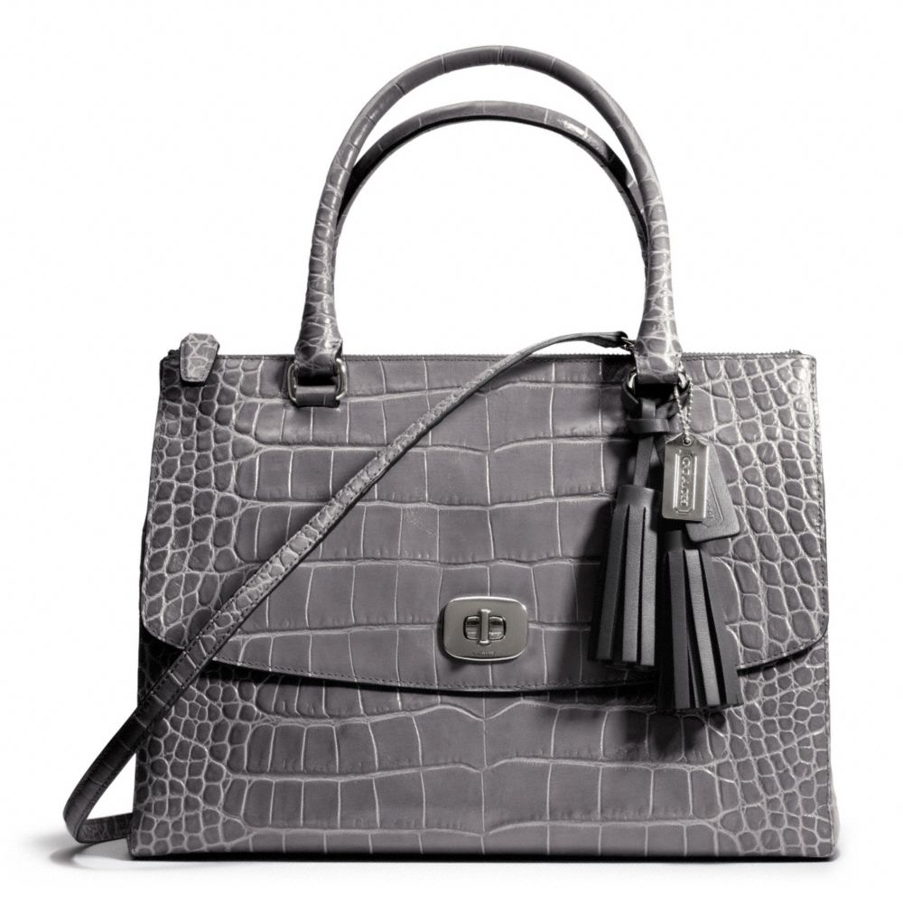 COACH EMBOSSED CROC LARGE HARPER TRIPLE ZIP SATCHEL - ONE COLOR - F25323