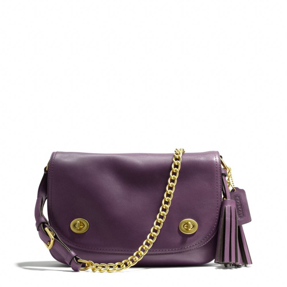 COACH DOUBLE GUSSET FLAP - BRASS/BLACK VIOLET - F25361