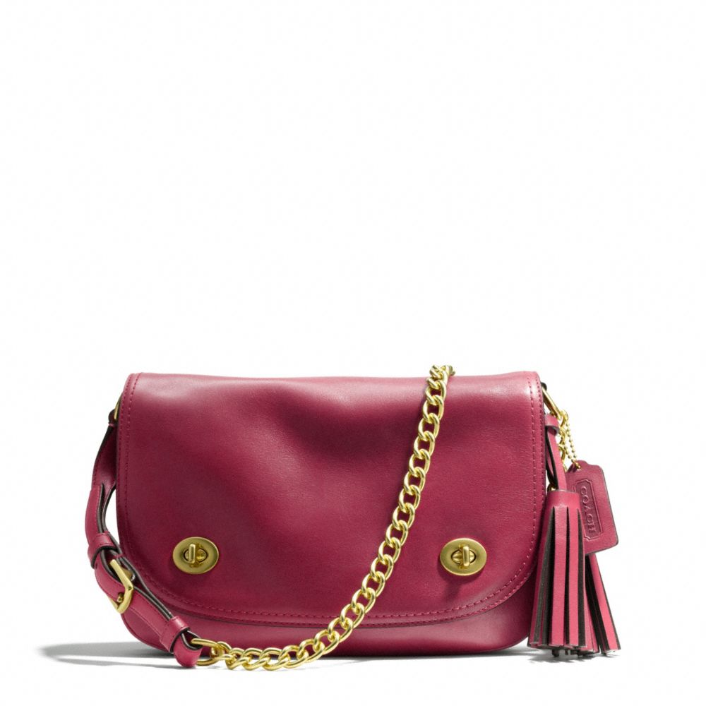 COACH DOUBLE GUSSET FLAP - BRASS/DEEP PORT - F25361