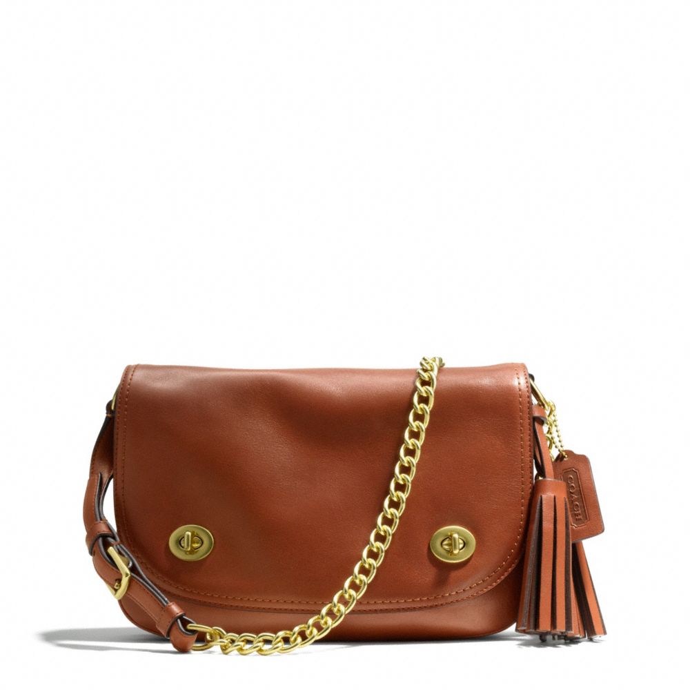 COACH DOUBLE GUSSET FLAP - BRASS/COGNAC - F25361