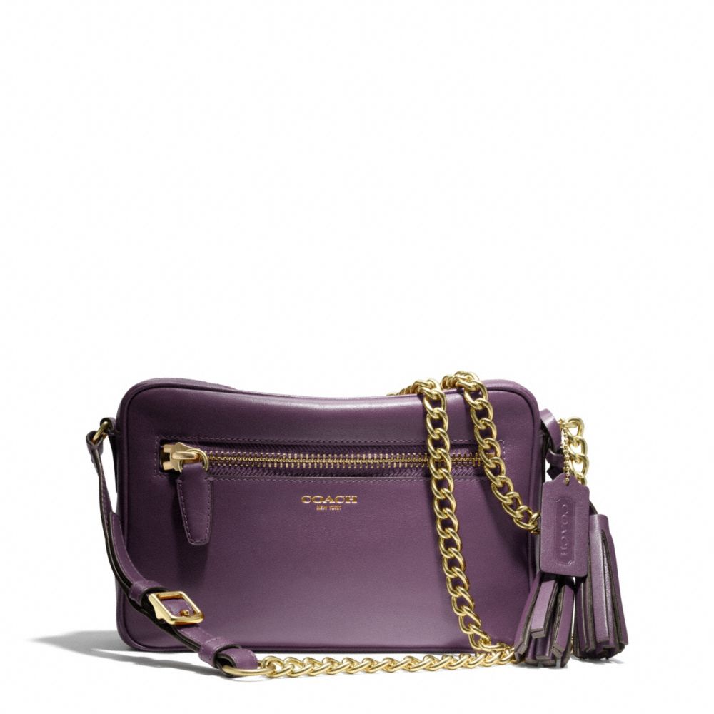 COACH LEATHER FLIGHT BAG - BRASS/BLACK VIOLET - F25362