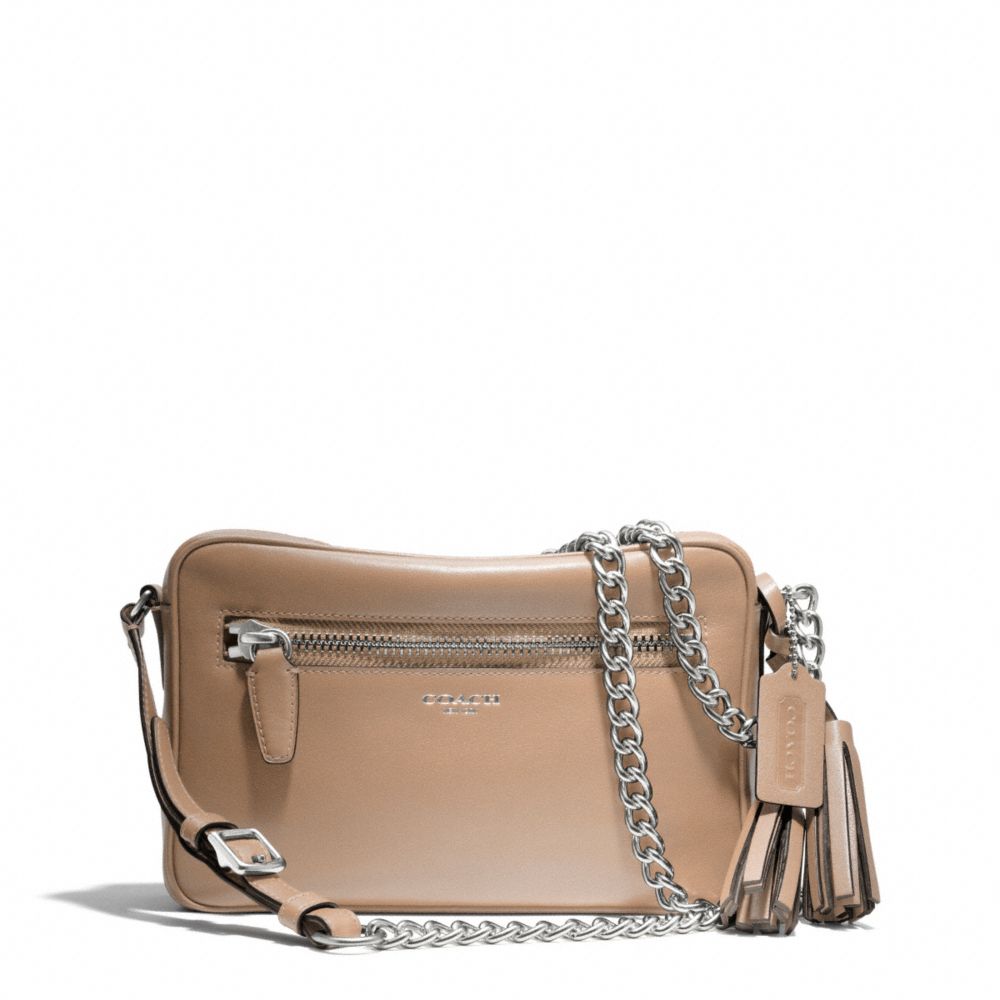 LEATHER FLIGHT BAG - COACH F25362 - SILVER/LIGHT KHAKI