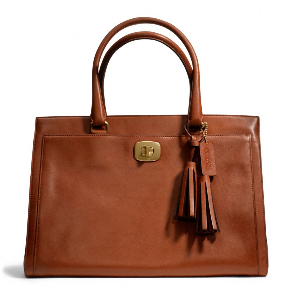 COACH LEATHER LARGE CHELSEA CARRYALL - BRASS/COGNAC - F25365