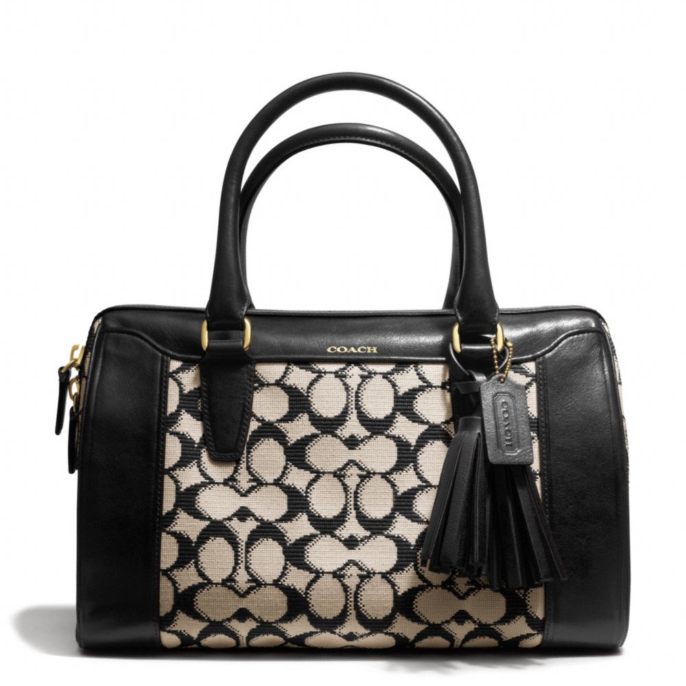 COACH NEEDLEPOINT SIGNATURE HALEY SATCHEL - BRASS/BLACK - F25373