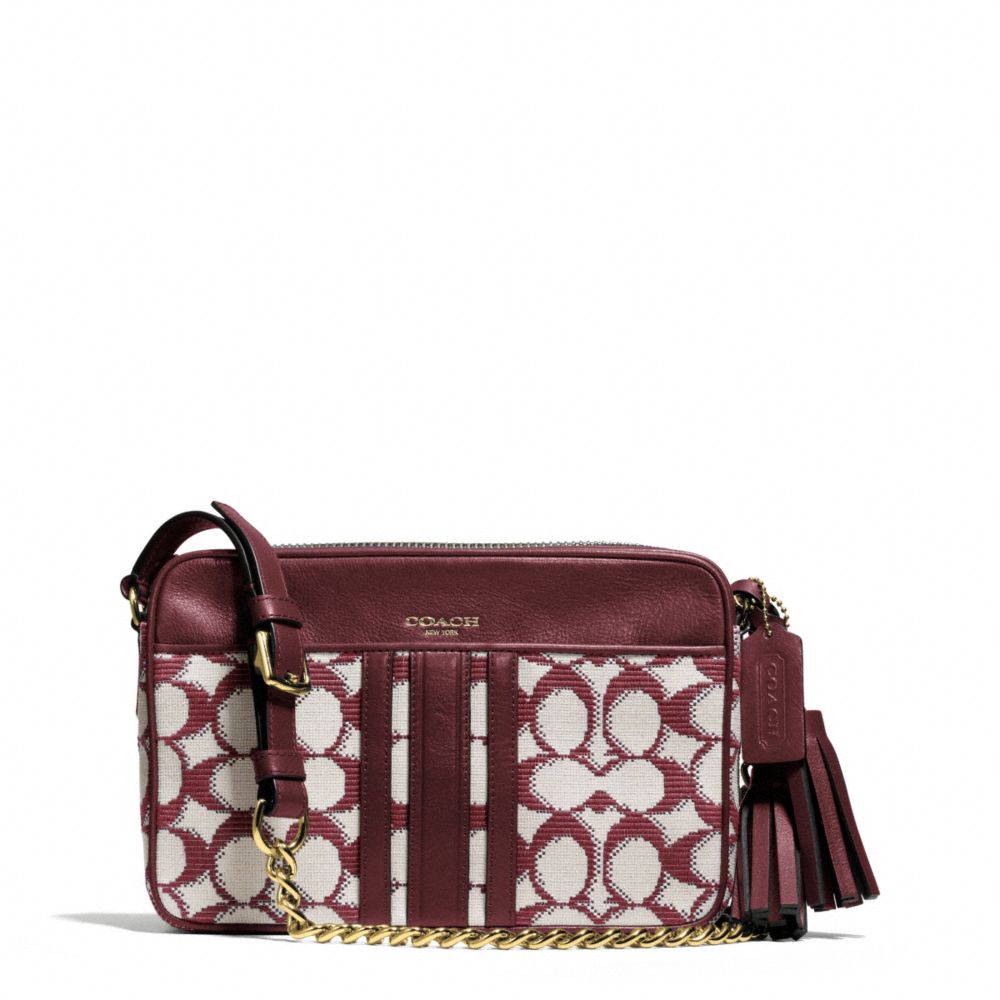 NEEDLEPOINT SIGNATURE FLIGHT BAG - COACH f25376 - BRASS/BORDEAUX