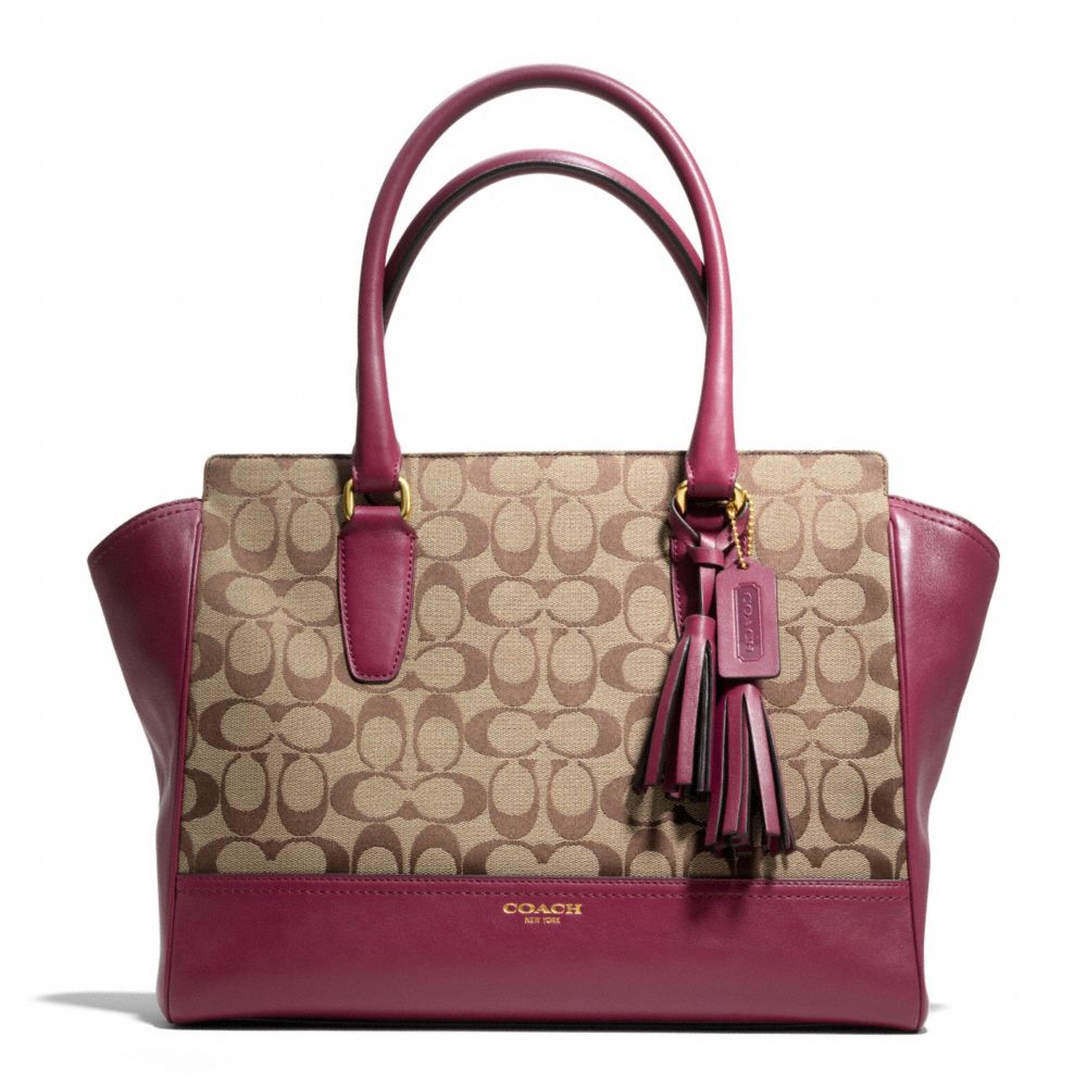 COACH SIGNATURE MEDIUM CANDACE CARRYALL - BRASS/KHAKI/DEEP PORT - F25402