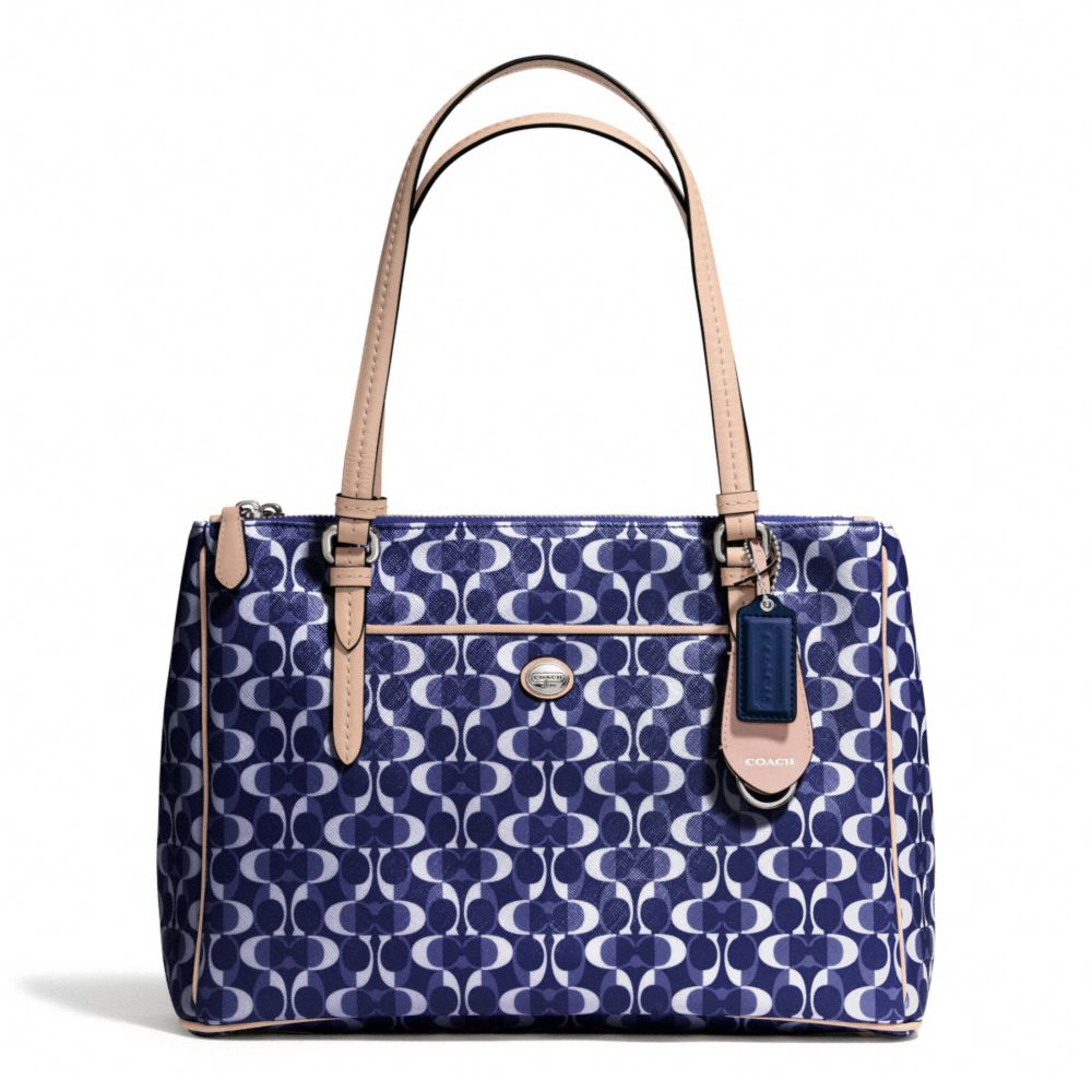 COACH PEYTON DREAM C JORDAN DOUBLE ZIP CARRYALL - SILVER/NAVY/TAN - F25457