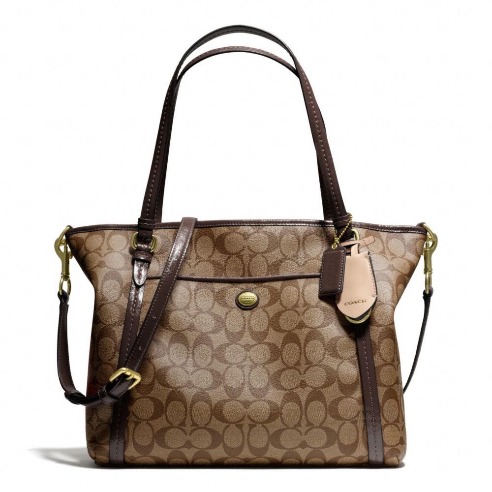 PEYTON SIGNATURE POCKET TOTE - COACH f25504 - BRASS/KHAKI/MAHOGANY