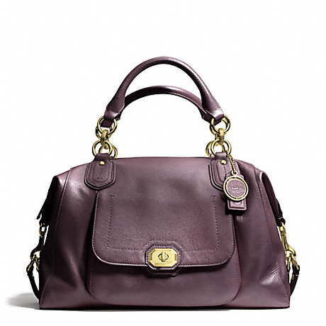 COACH CAMPBELL TURNLOCK LEATHER LARGE SATCHEL - BRASS/PLUM - f25508