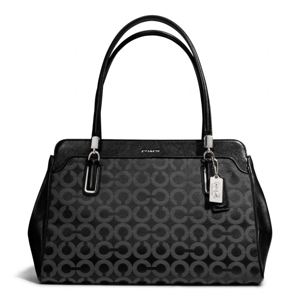 COACH MADISON OP ART SATEEN KIMBERLY CARRYALL - SILVER/BLACK/BLACK - F25624