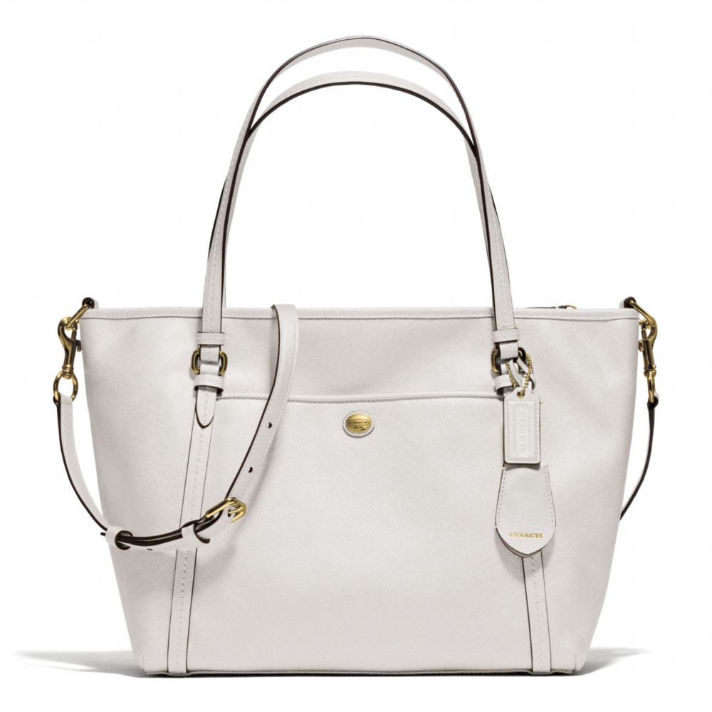 PEYTON LEATHER POCKET TOTE - COACH f25667 - BRASS/WHITE