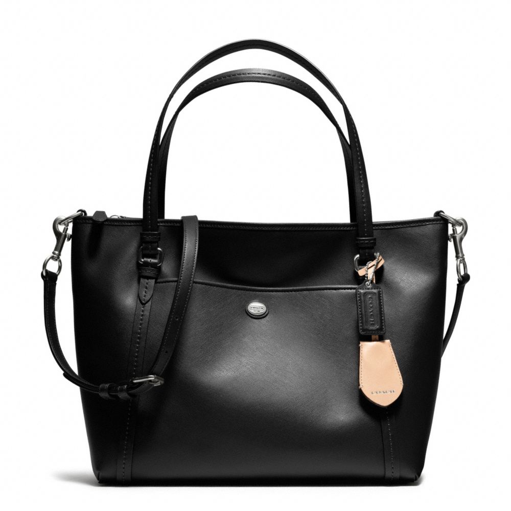 COACH PEYTON LEATHER POCKET TOTE - SILVER/BLACK - F25667