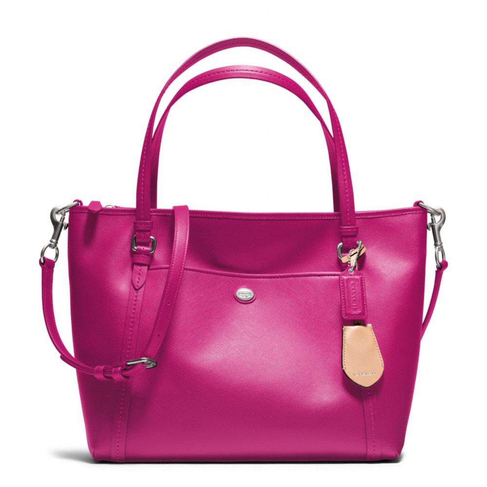 PEYTON LEATHER POCKET TOTE - COACH f25667 - SILVER/BRIGHT MAGENTA