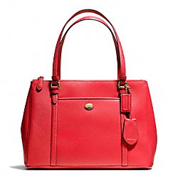 PEYTON LEATHER JORDAN DOUBLE ZIP CARRYALL - COACH f25669 - BRASS/PERMISSON