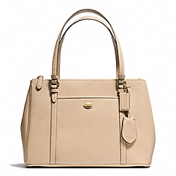 PEYTON LEATHER JORDAN DOUBLE ZIP CARRYALL - COACH f25669 - BRASS/SAND